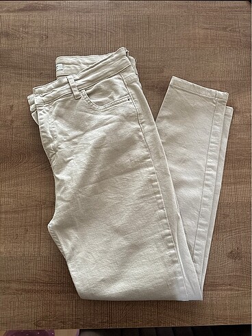 Krem rengi kot pantolon