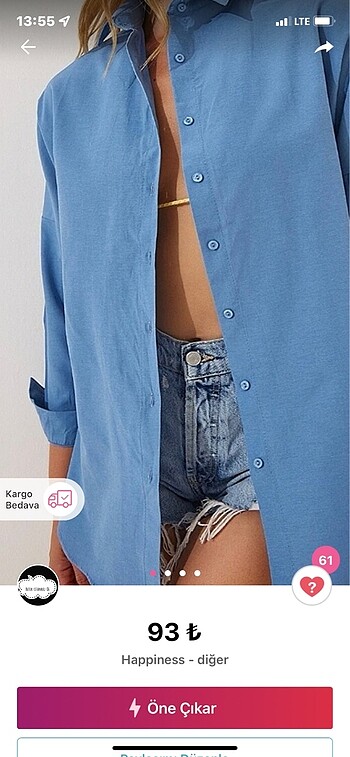 İndigo mavi kadın oversiz basic gömlek