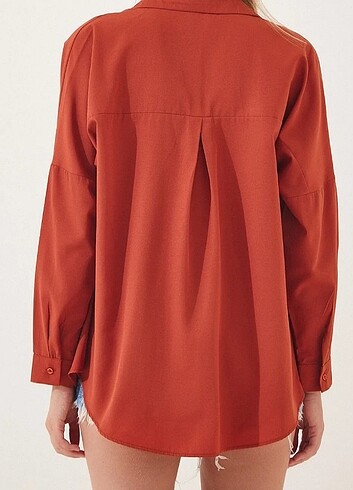 Diğer Kadın kremit oversize basic gömlek