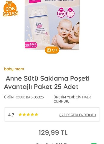  26 Adet baby&me Süt Saklama Poşeti