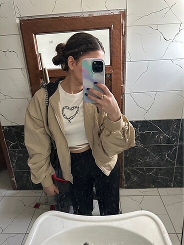 s Beden camel Renk Mevsimlik bomber ceket
