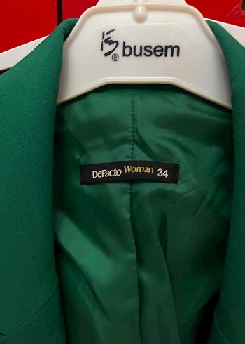 Defacto Düğmeli Koyu Yeşil Kadın Blazer Ceket