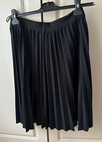 Siyah Pilili Midi Uzun Etek - Görsel 5