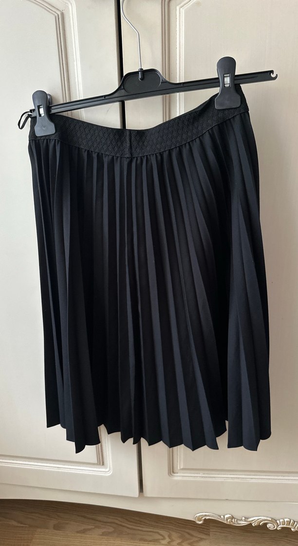 Siyah Pilili Midi Uzun Etek - Görsel 5