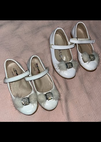 Beyaz Kürklü Kız Babet Ayakkabı - Görsel 3