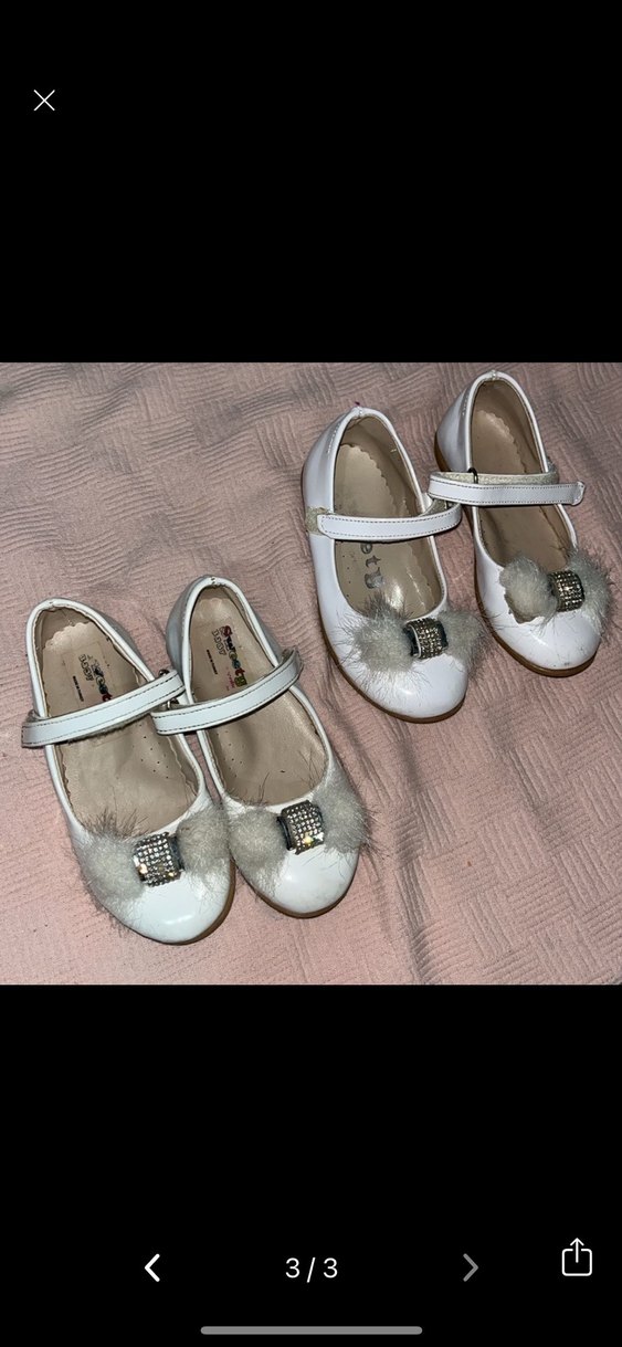 Beyaz Kürklü Kız Babet Ayakkabı - Görsel 3