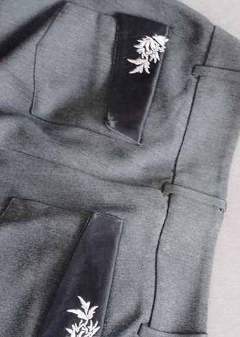 Gri Kadın Kumaş Pantolon Midi Boy - Görsel 4