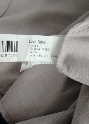 Düğmeli gri Keten erkek çocuk Gömlek - Görsel 5