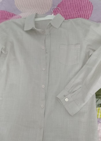 Düğmeli gri Keten erkek çocuk Gömlek - Görsel 2