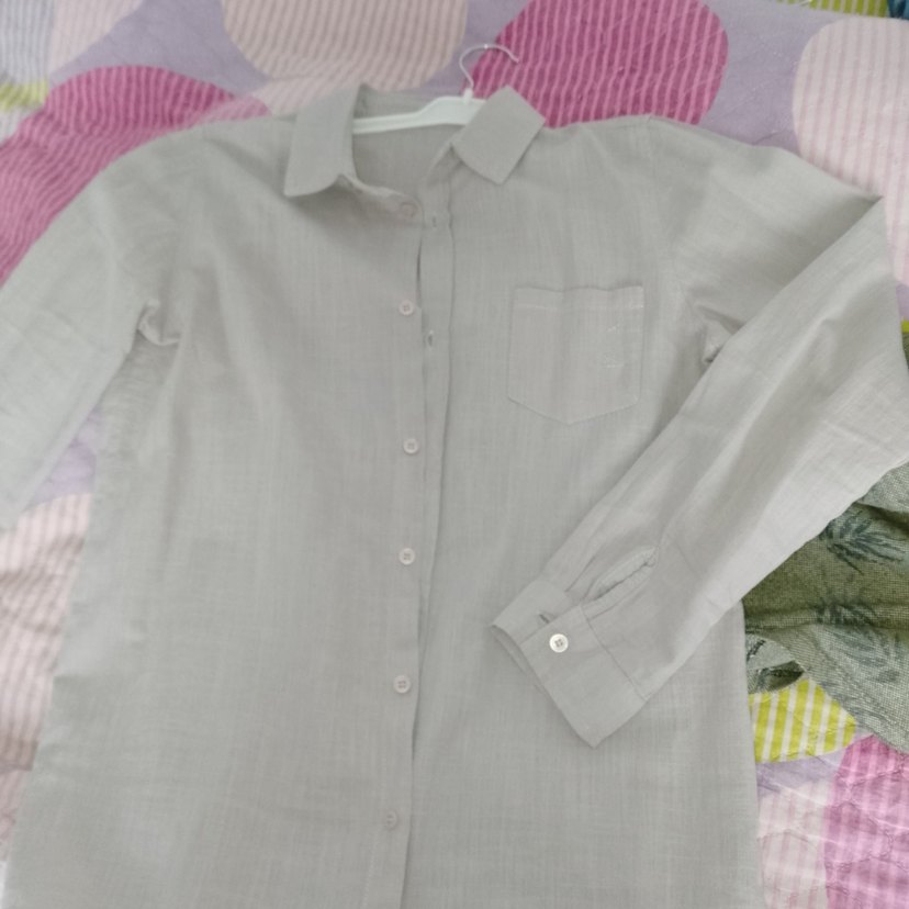 Düğmeli gri Keten erkek çocuk Gömlek - Görsel 2