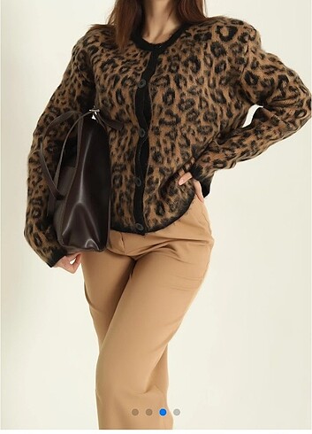 Zara Leopar desenli triko hırka