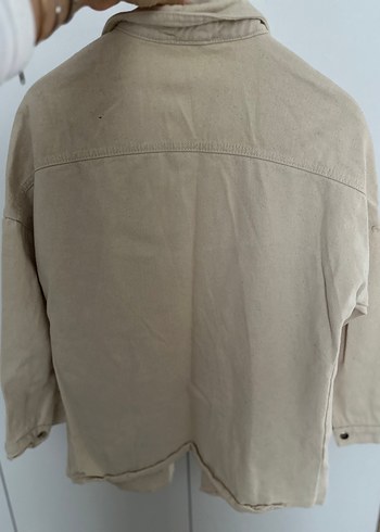 m Beden Bej Düğmeli Kadın Streetwear Ceket
