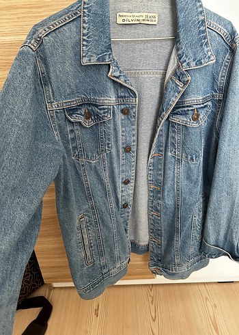 Dilvin Düğmeli Gri Mavi Kadın Denim Ceket
