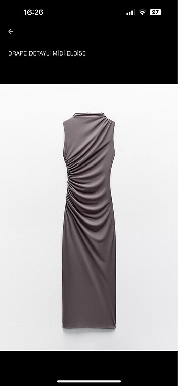 Zara Drape Detaylı midi elbise