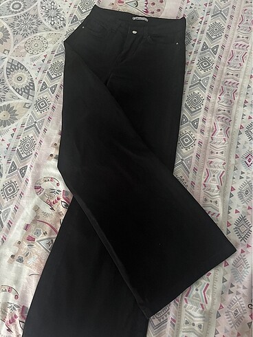 Diğer Bol paça jean wide leg jean siyah