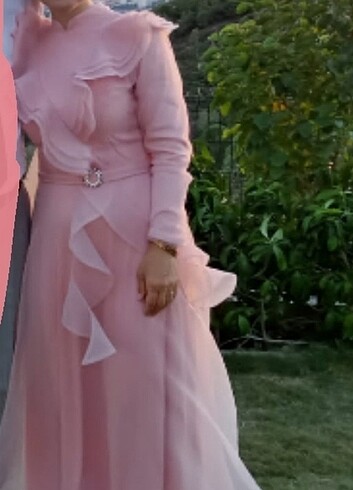 Pembe Tesettur Abiye 
