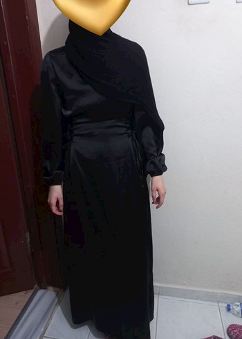 m Beden Siyah Uzun Kollu Gotik Abiye Elbise