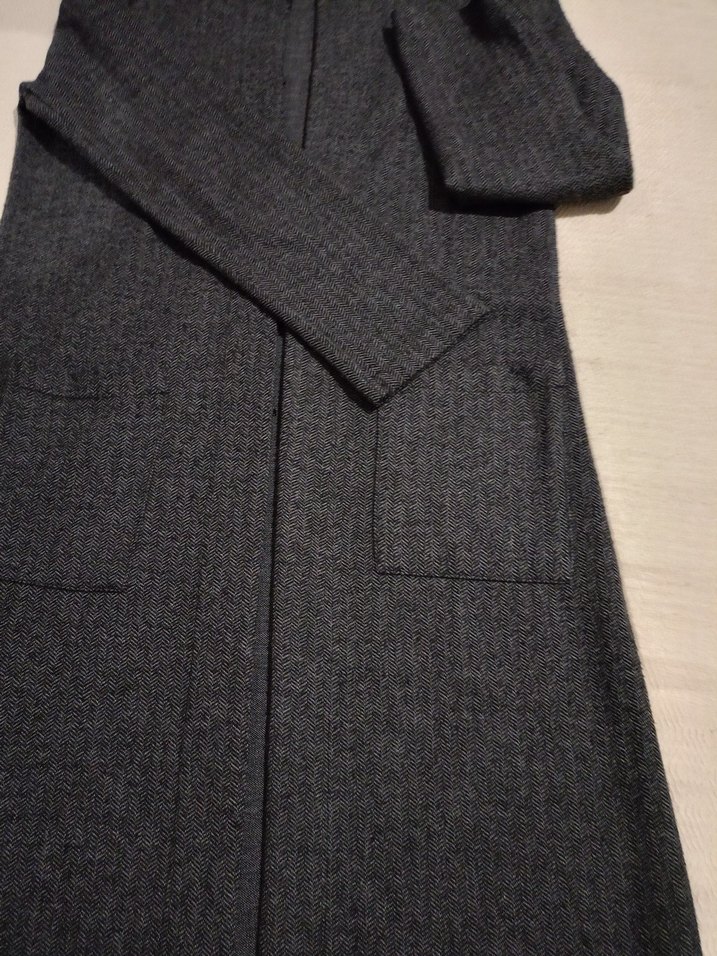 Gri Uzun Kadın Triko Kaban - Görsel 2