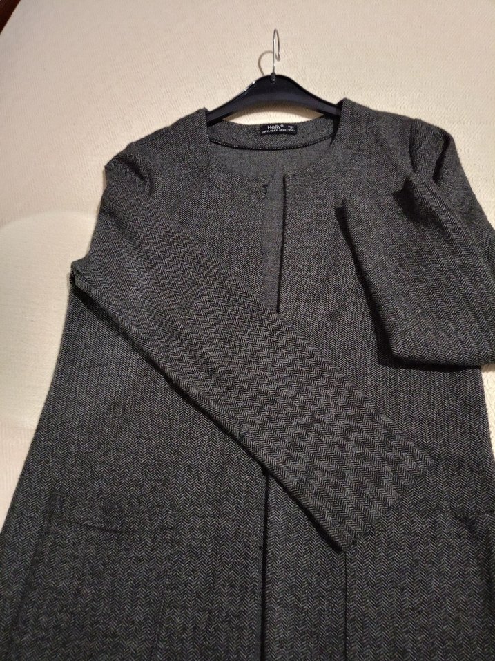 Gri Uzun Kadın Triko Kaban - Görsel 3