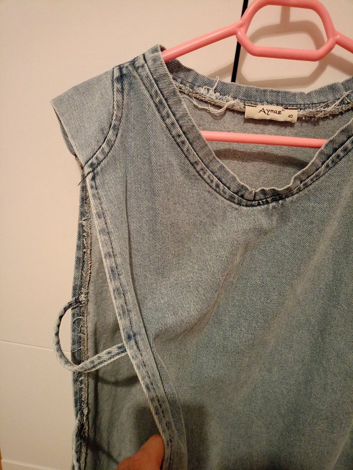 Gri Denim Erkek Çocuk Kolsuz Yelek - Görsel 2