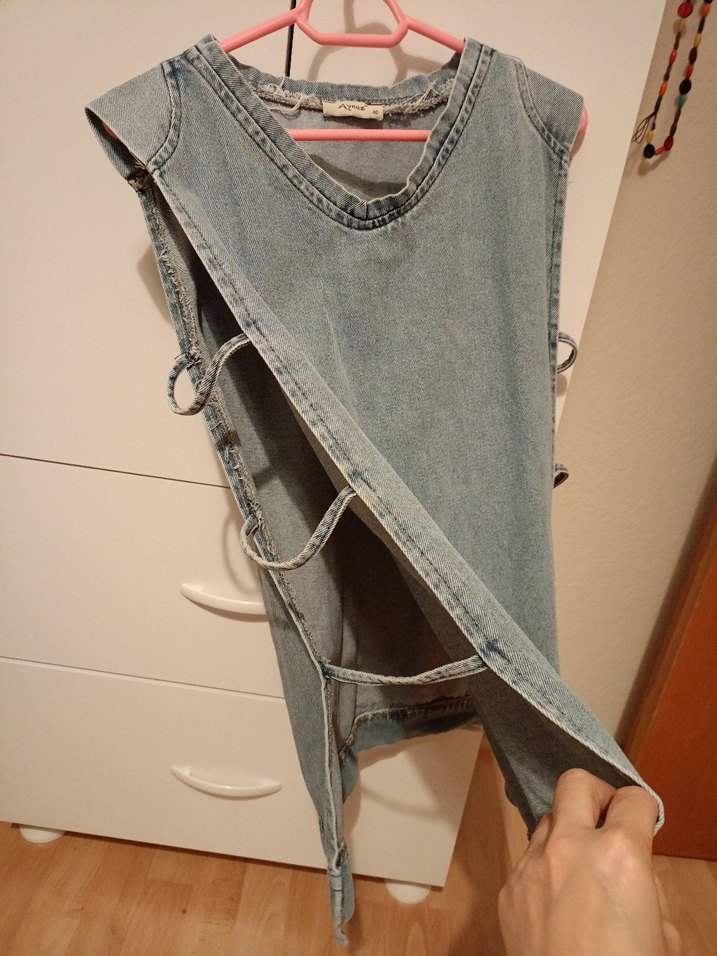 Gri Denim Erkek Çocuk Kolsuz Yelek - Görsel 4