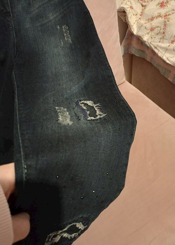 Kadın Gri Bol Kesim Midi Kot Pantolon - Görsel 6