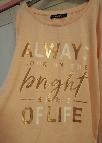 Bej Kadın Uzun Kollu Salaş Baskılı Tişört - Görsel 2