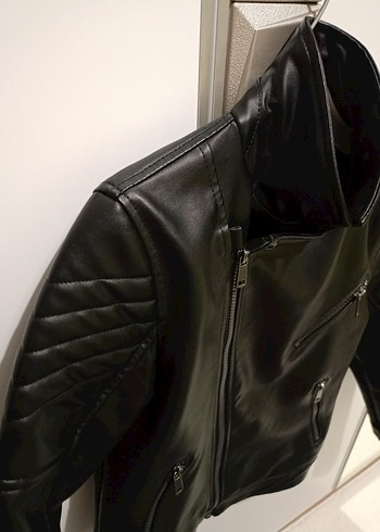 Siyah Deri Biker Ceket - Görsel 2