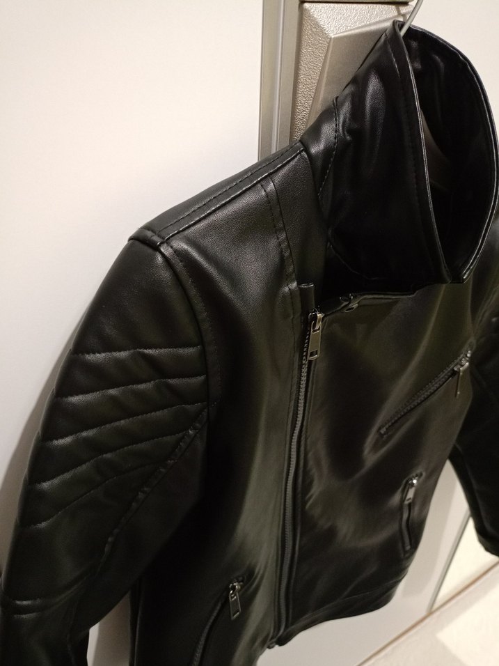 Siyah Deri Biker Ceket - Görsel 2