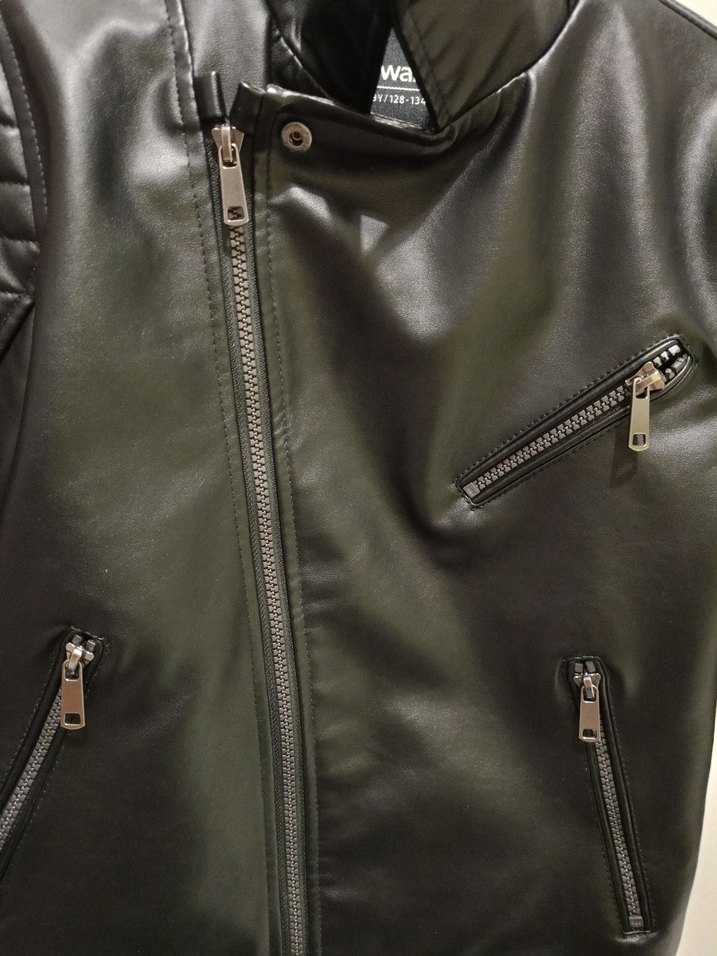 Siyah Deri Biker Ceket - Görsel 3