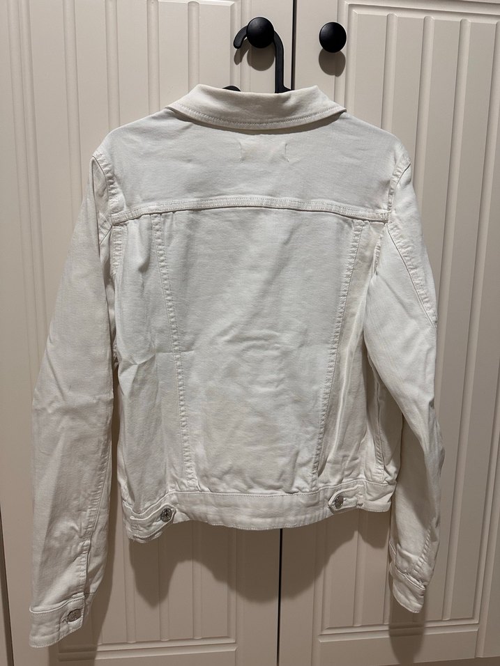 Düğmeli Beyaz Kadın Denim Ceket - Görsel 2