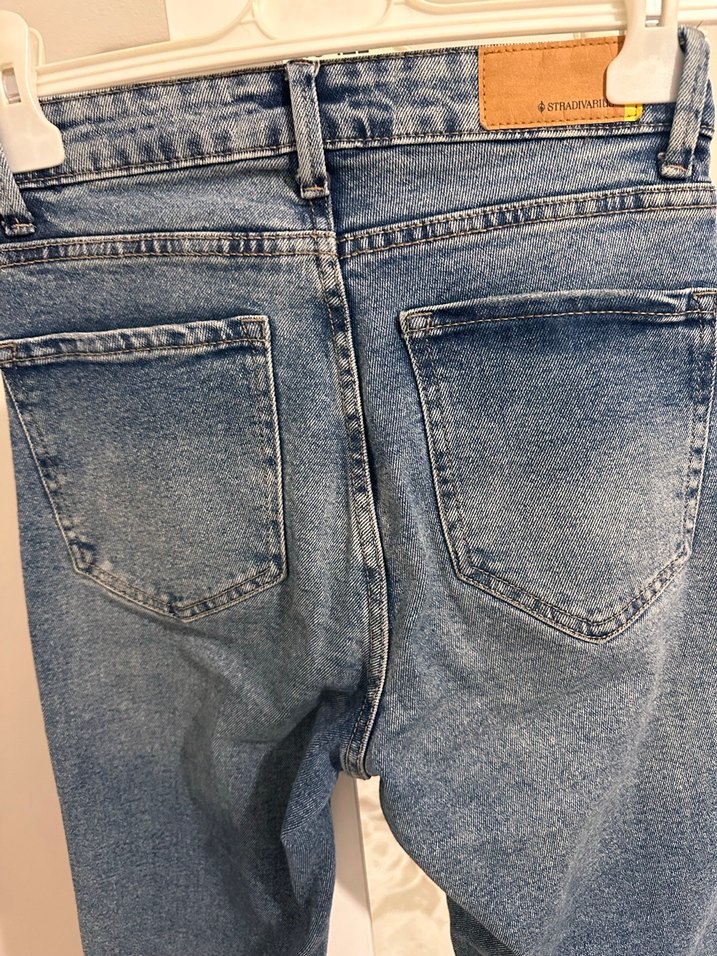 Kadın Mavi Denim Midi Boy Rahat Kesim Pantolon - Görsel 4