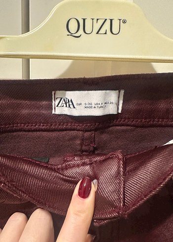 Bordo Deri Mini Etek - Görsel 6