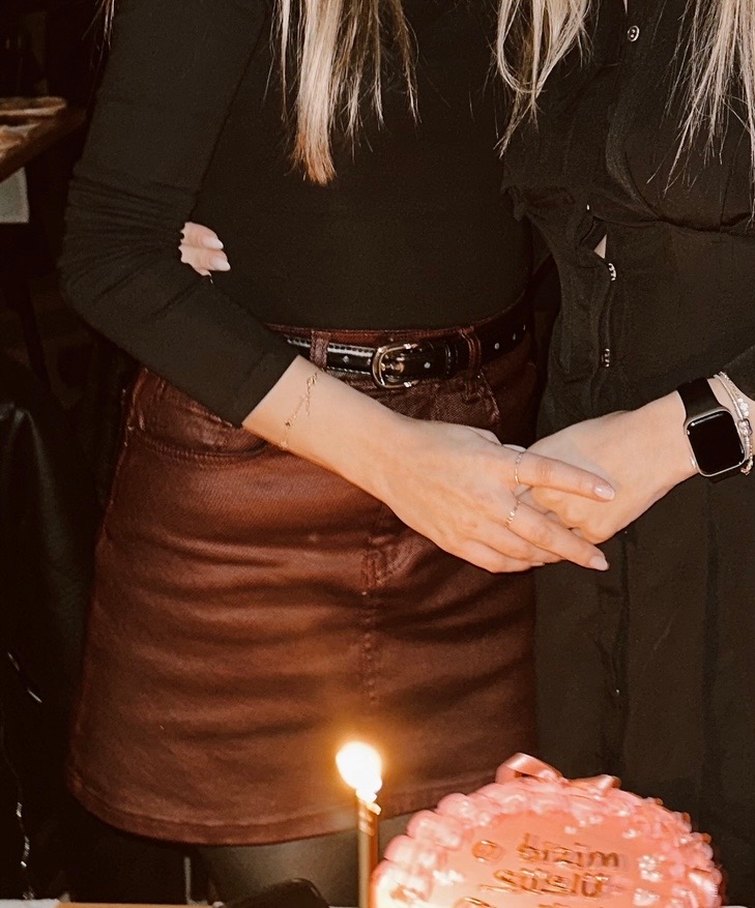 Bordo Deri Mini Etek - Görsel 3