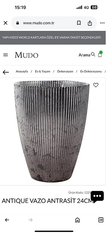 VAZO ANTRASİT 24CM