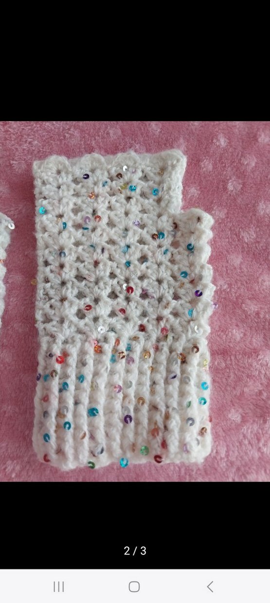 Beyaz Örgü Eldiven - Görsel 2