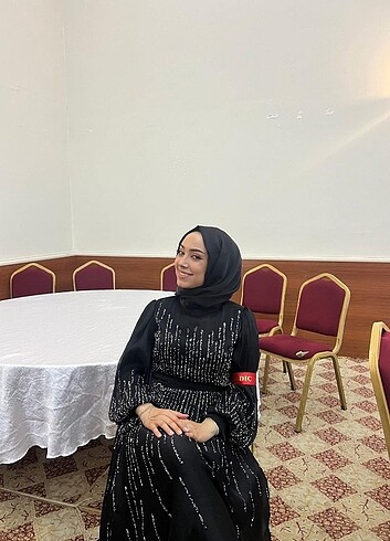 Tesettür siyah taşlı abiye