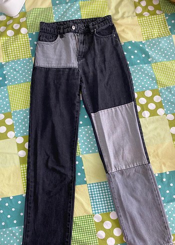 Diğer Düğmeli Gri Kadın Denim Pantolon