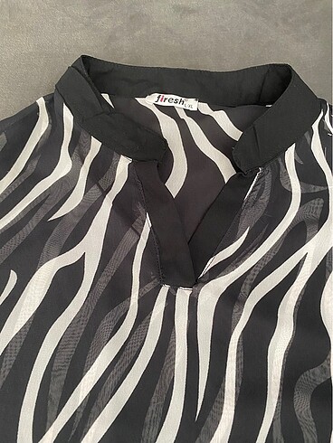 Diğer zebra desenli şık şifon bluz