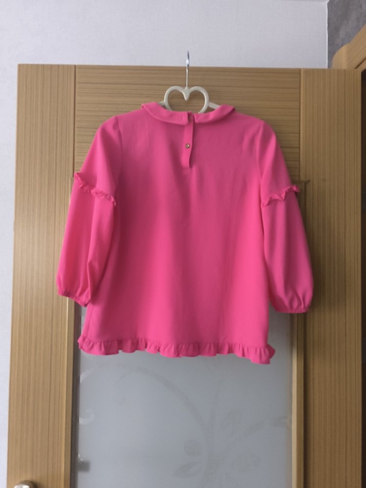 kız çocuk Uzun Kollu Pembe Fırfırlı Bluz - Görsel 2