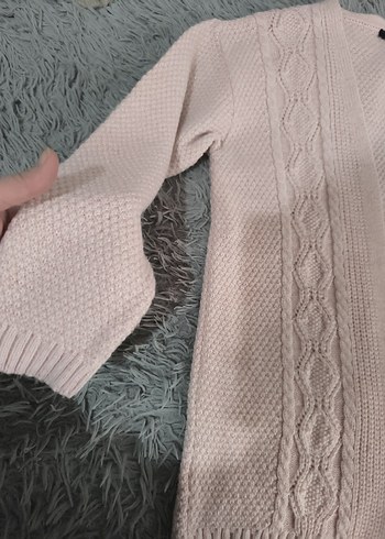 Kız çocuk Pembe V Yaka Midi Triko Hırka - Görsel 3