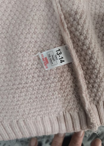 Kız çocuk Pembe V Yaka Midi Triko Hırka - Görsel 4