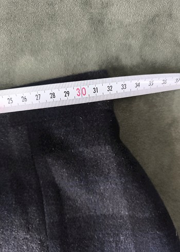 Gri Ekose Yün Midi Etek - Görsel 4