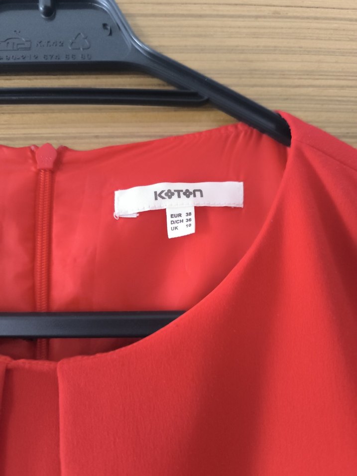 Drapeli Kırmızı Midi Elbise - Görsel 3