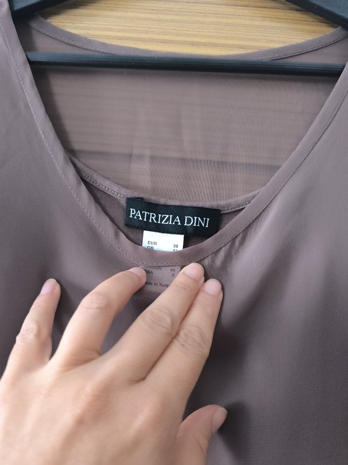 Bej Midi elbise, Kısa Kollu, Salaş Kesim - Görsel 4