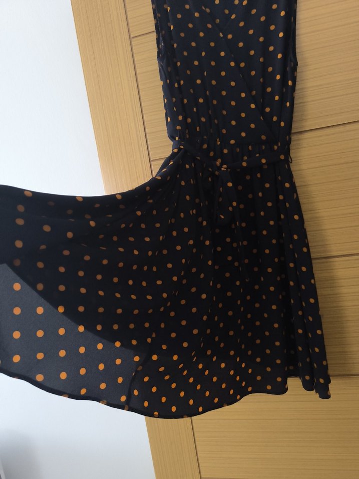 Kemerli lacivert Puantiyeli Midi Elbise - Görsel 2