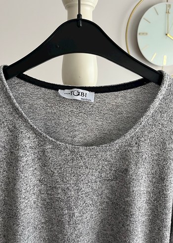 Gri Uzun Kollu Örgü Kazak - Görsel 2