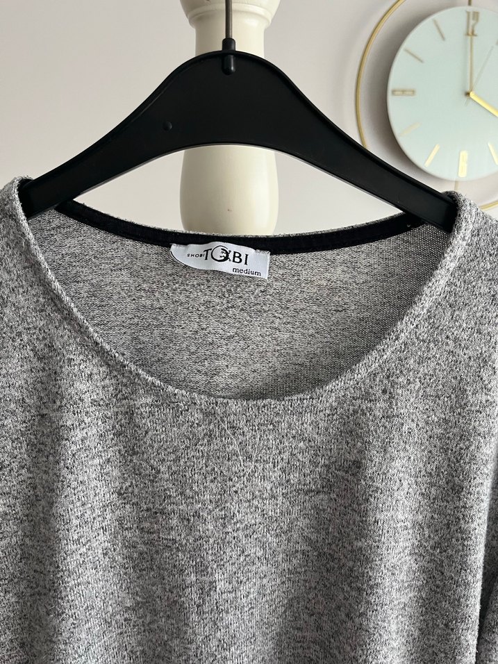 Gri Uzun Kollu Örgü Kazak - Görsel 2