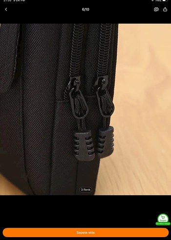 Siyah Fermuarlı Erkek Bel Çantası - Görsel 5