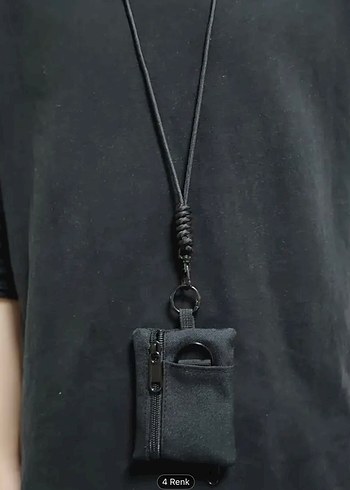 Siyah Minimalist Erkek boyun çantası - Görsel 2